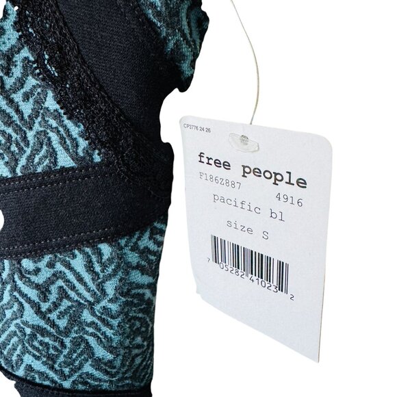 Free People Dress Sm Cross My Heart Teal Black Fitted Mini Back Cut Out Sexy - Picture 10 of 13